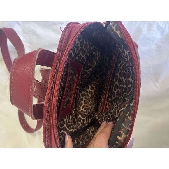 VTG Wilson Leather Mini Backpack Purse 10x9x4” Handbag Red - Picture 9 of 14